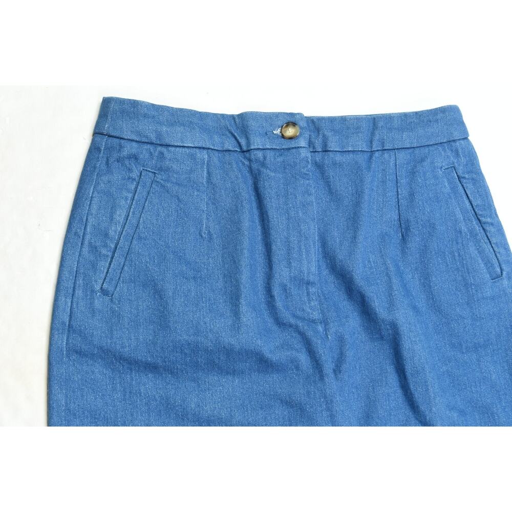 SEZANE Denim Trousers Womens 42 Blue Relaxed Fit Wide-Leg High-Rise - Picture 3 of 13